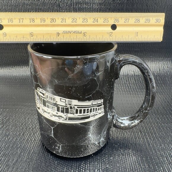 Linyi Ceramic Tall Coffee Mug Cup Black Marble Glaze Coffee Mug Cup Road Train - Picture 3 of 12